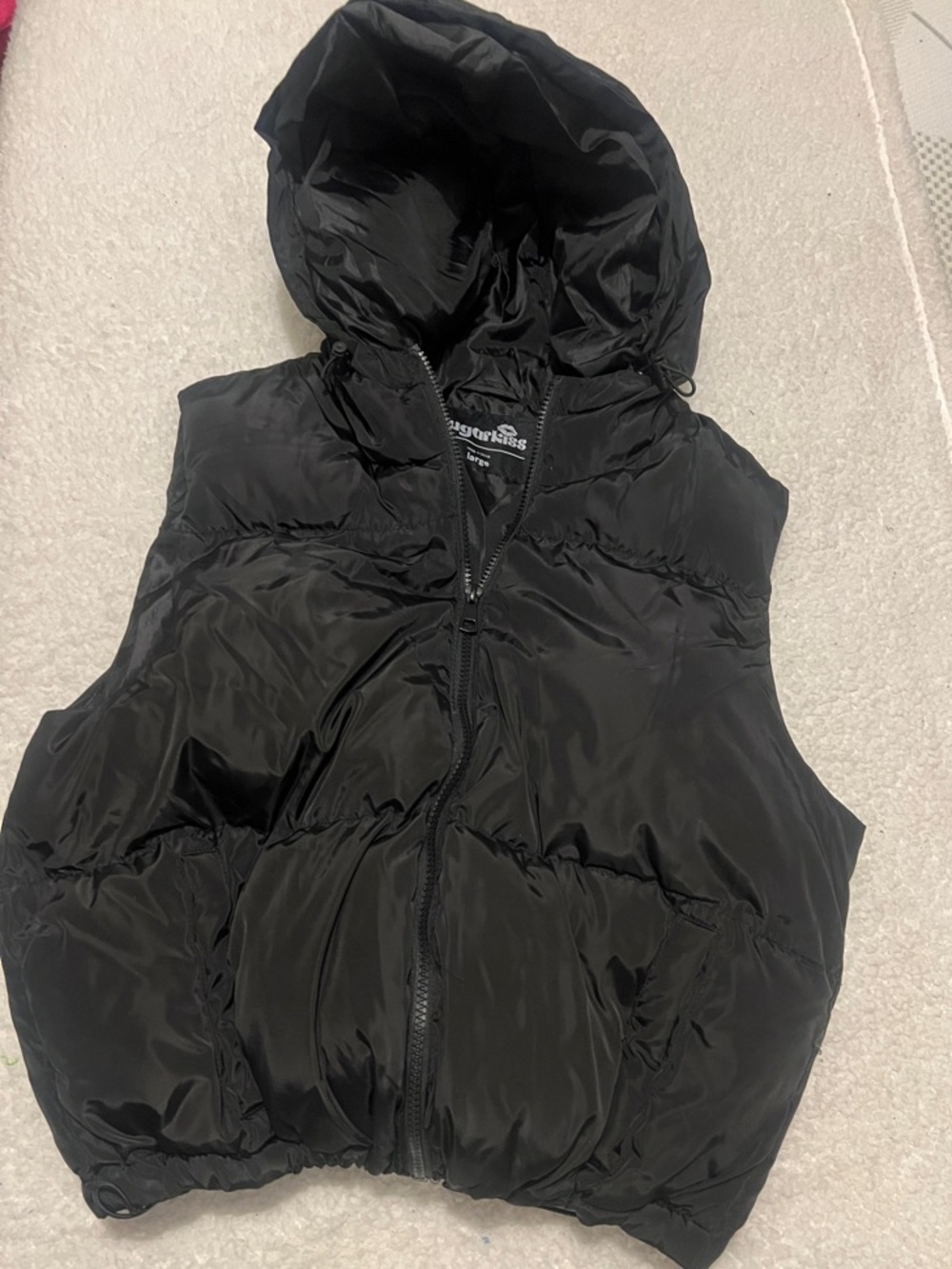 Black Hooded Puffer Vest